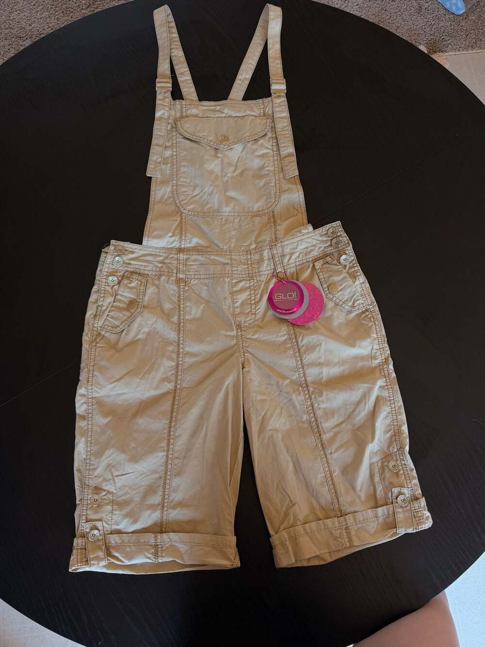 Vintage Y2K GLO Jeans Khaki Utility Cargo Short Overalls Deadstock